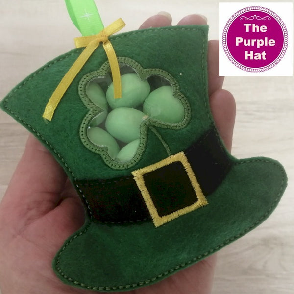 ITH St Patrick's Day Leprechaun Hat candy gift bag with window 4x4 5x7