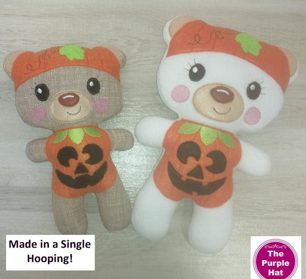 ITH Jack o'Lantern Stuffed Bear Toy 6x10 7x11 8x12