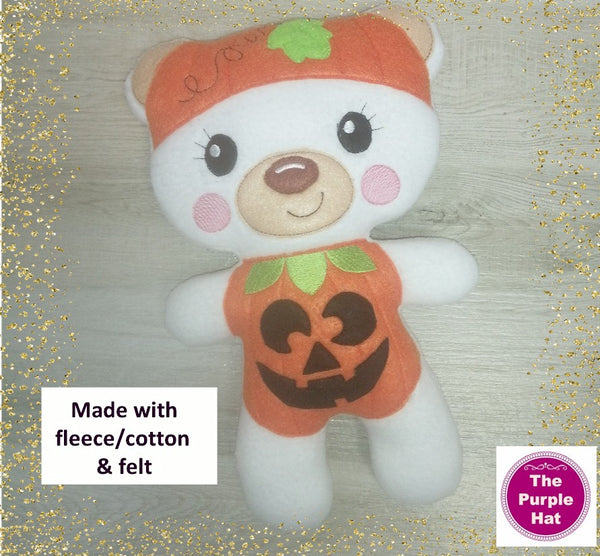 ITH Jack o'Lantern Stuffed Bear Toy 6x10 7x11 8x12
