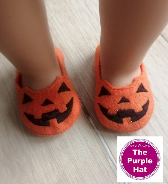 ITH Pumpkin shoes or slippers for 18 inch doll 4x4