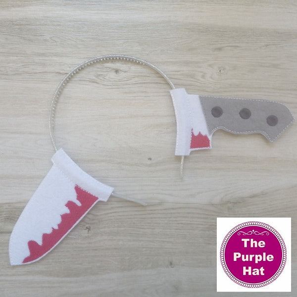 ITH In the Hoop Bloody Knife Halloween Headband Sliders 4x4