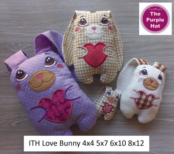 ITH In the Hoop Love Bunny 4x4 5x7 6x10 8x12