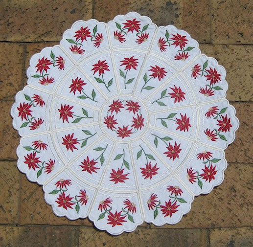 ITH Poinsettia Doily 4x4