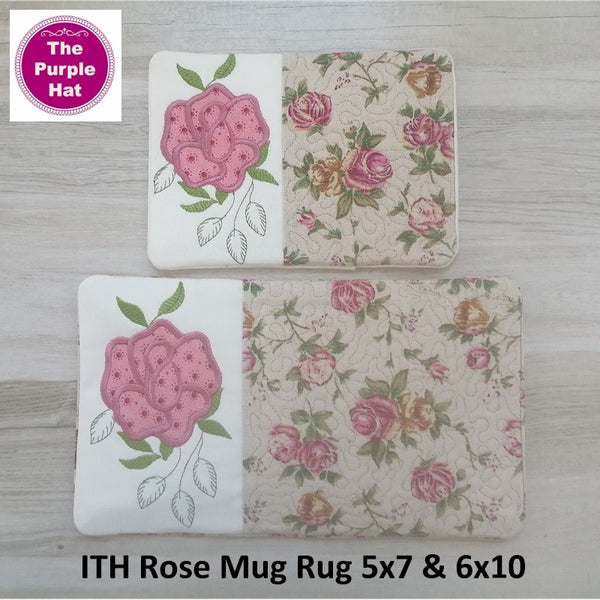 In the Hoop ITH Rose Mugrug 5x7 and 6x10