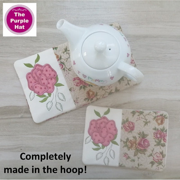 In the Hoop ITH Rose Mugrug 5x7 and 6x10