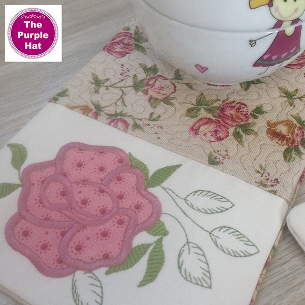 In the Hoop ITH Rose Mugrug 5x7 and 6x10