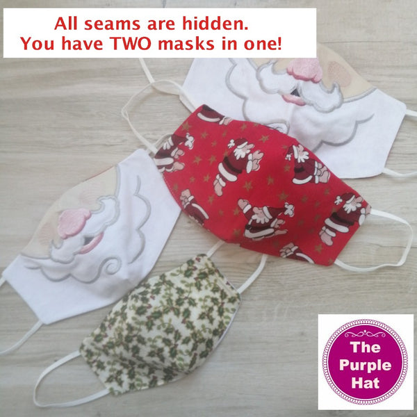 In the Hoop ITH Reversible Santa Face or Dust Mask sizes 5x7 6x10