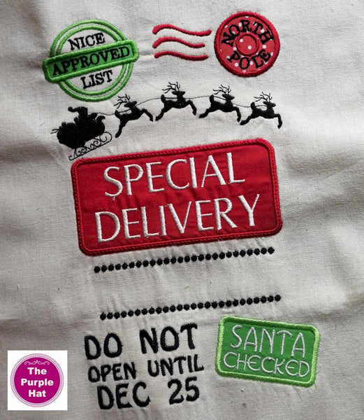 Santa Sack 01 machine embroidery design 6x10 only