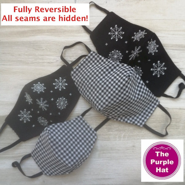 In the Hoop ITH Reversible Snowflake Face or Dust Mask sizes 5x7 6x10