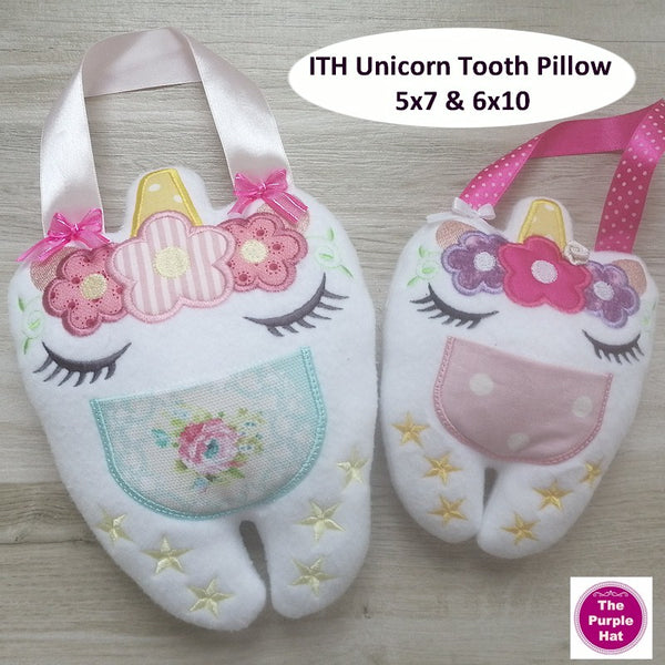 ITH In the Hoop Unicorn Tooth Fairy Pillow 5x7 & 6x10