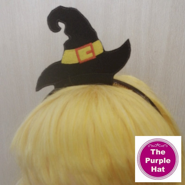 ITH In the Hoop Witch's Hat Halloween Headband Sliders 4x4
