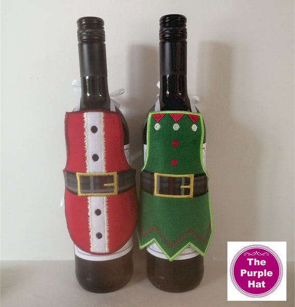 ITH Christmas Bottle Aprons Set 01 5x7