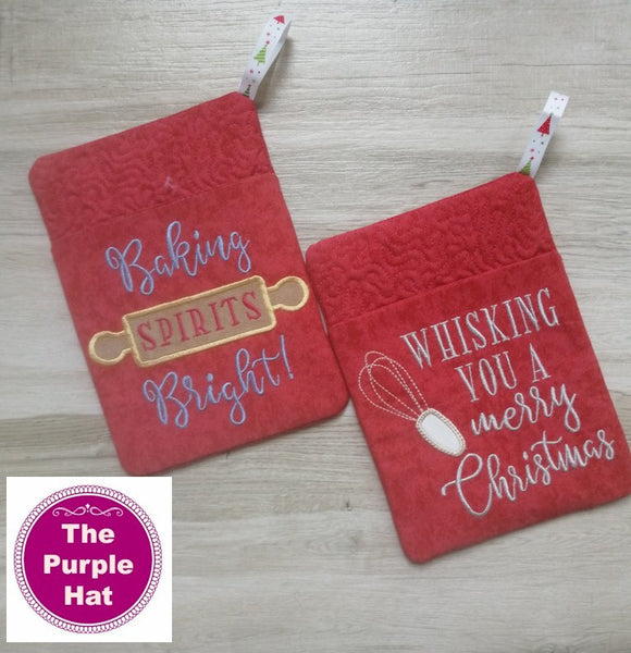 ITH In the Hoop Christmas Potholders 6x10