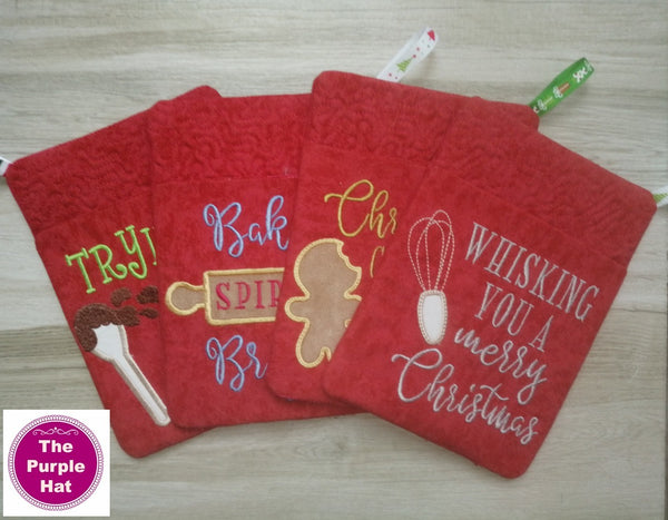 ITH In the Hoop Christmas Potholders 6x10