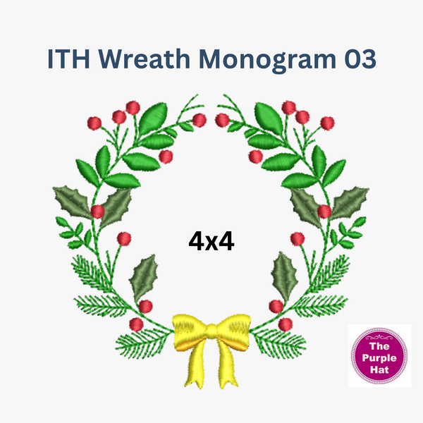 Christmas Wreath Monogram Frame 03 4x4