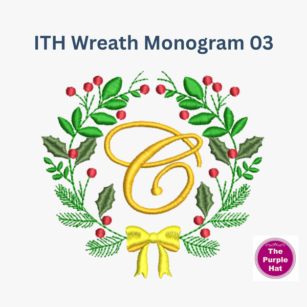Christmas Wreath Monogram Frame 03 4x4