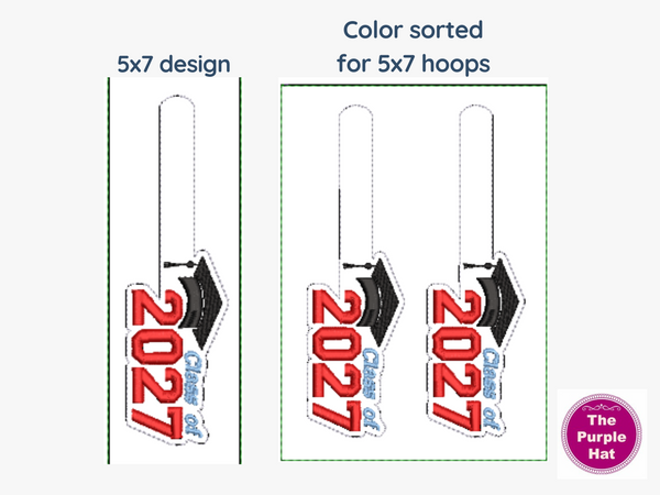 ITH In the Hoop Class of 2027 Key Fob or Bag Tag