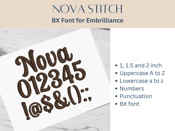 BX Font Alphabet - Nova Stitch Font - 3 sizes