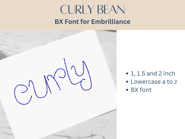 BX Font Alphabet - Curly Bean Font - 3 sizes