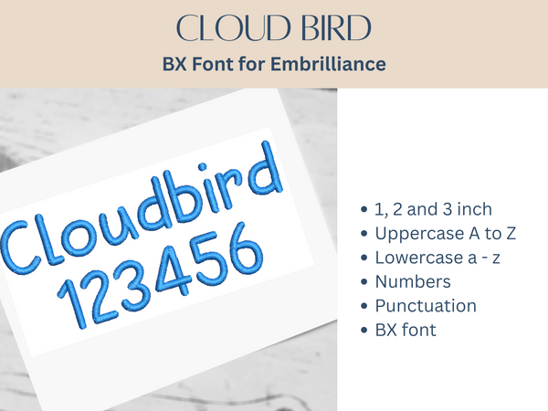 BX Font Alphabet - Cloud Bird Font - 3 sizes