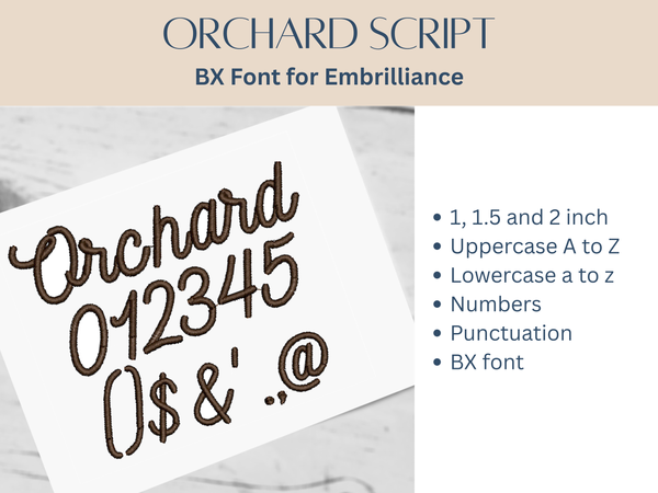 BX Font Alphabet - Orchard Script Font - 3 sizes