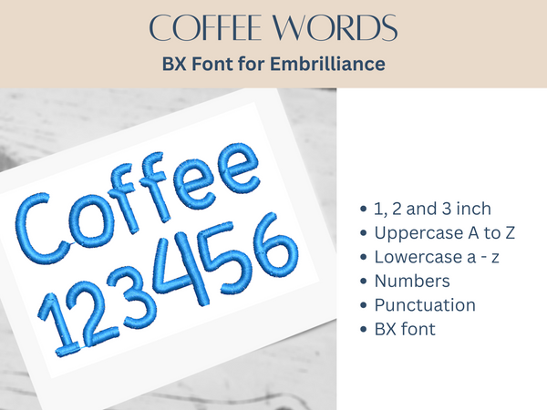 BX Font Alphabet - Coffee Words Font - 3 sizes
