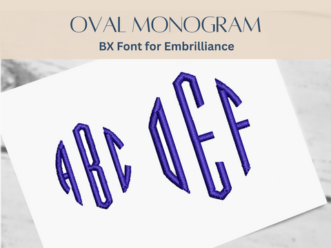 BX Font Alphabet - Oval Monogram Font - 2 sizes