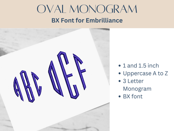 BX Font Alphabet - Oval Monogram Font - 2 sizes