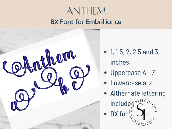 BX Font Alphabet - Anthem Monogram Font - 5 sizes
