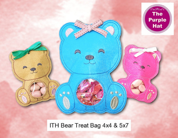 ITH In the Hoop Bear Treat Bag 4x4 5x7