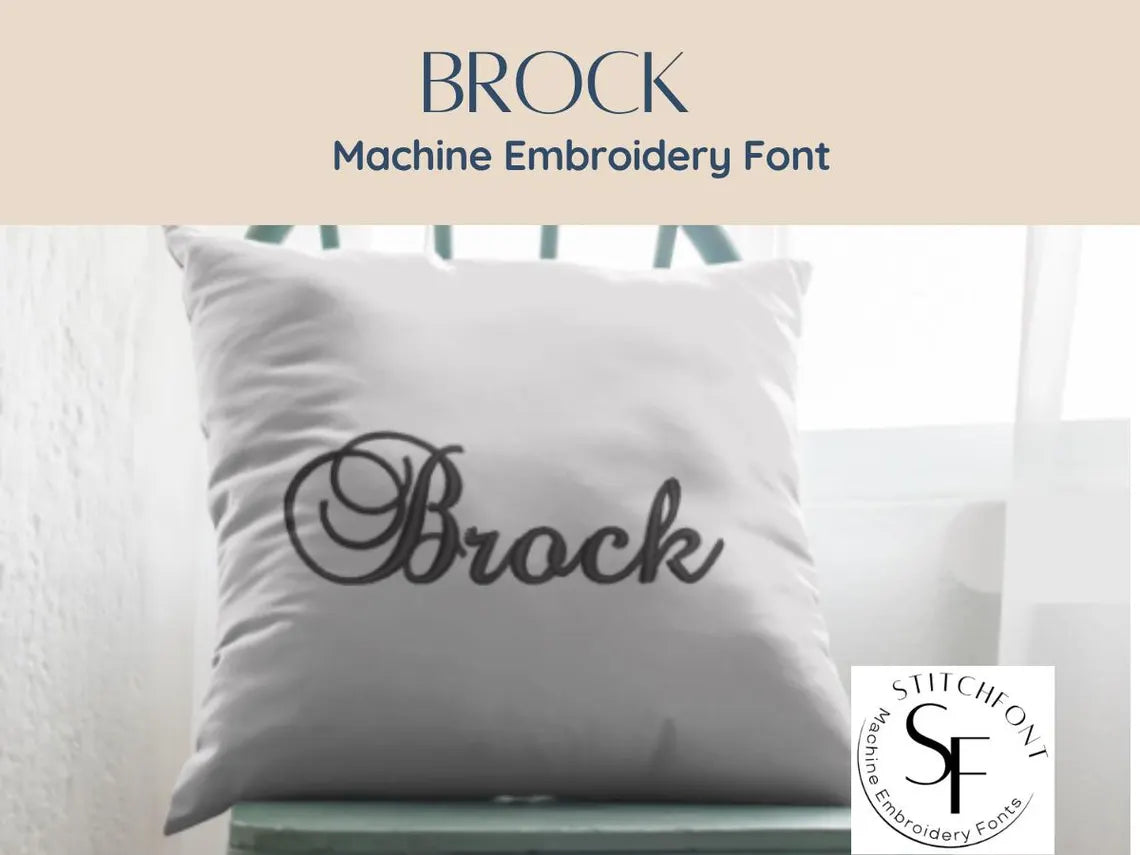 Brock Script Machine Embrodar Machine Embroidery Satin Font Alphabet - Brock - 1 size - 8 formats ...