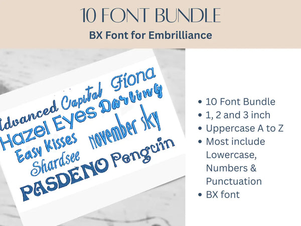 BX Font Alphabet - 10 Font Bundle - 3 sizes