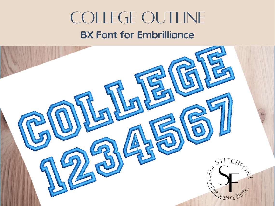 BX Font Alphabet - College Outline Font - 3 sizes