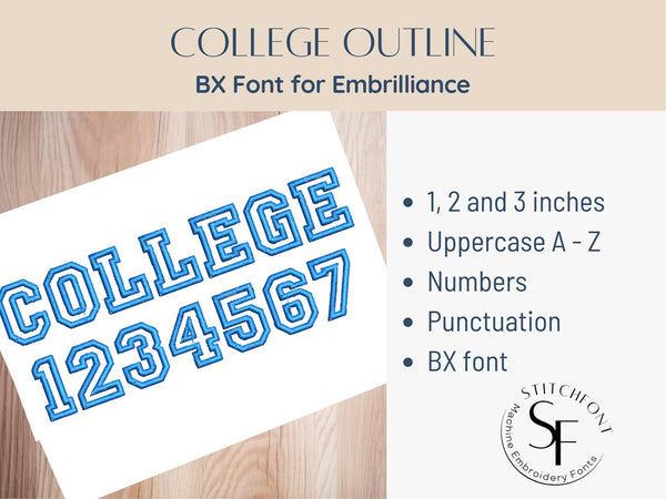 BX Font Alphabet - College Outline Font - 3 sizes
