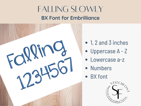 BX Font Alphabet - Falling Slowly Font - 3 sizes