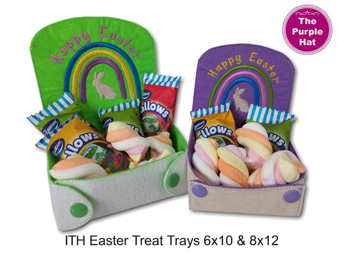 ITH In the Hoop Easter Rainbow Bunny felt tray bowl 6x10 8x12