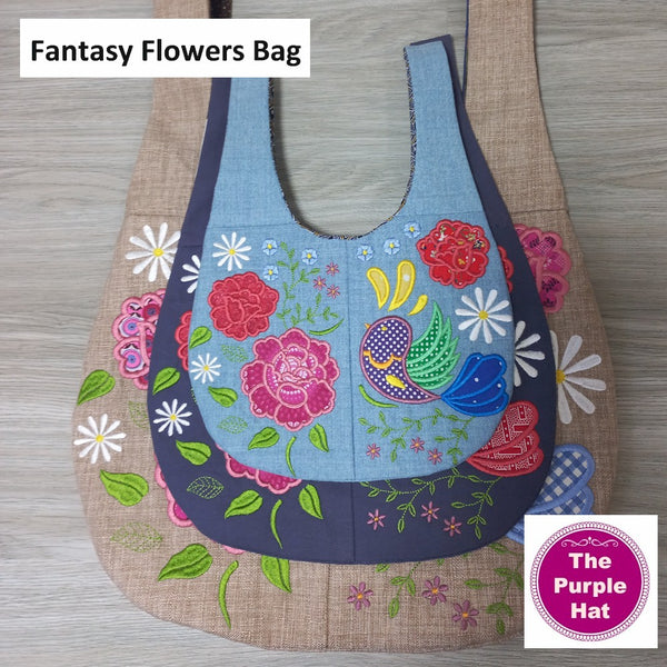 ITH In the Hoop Fantasy Flowers Bag 5x7 6x10 8x12