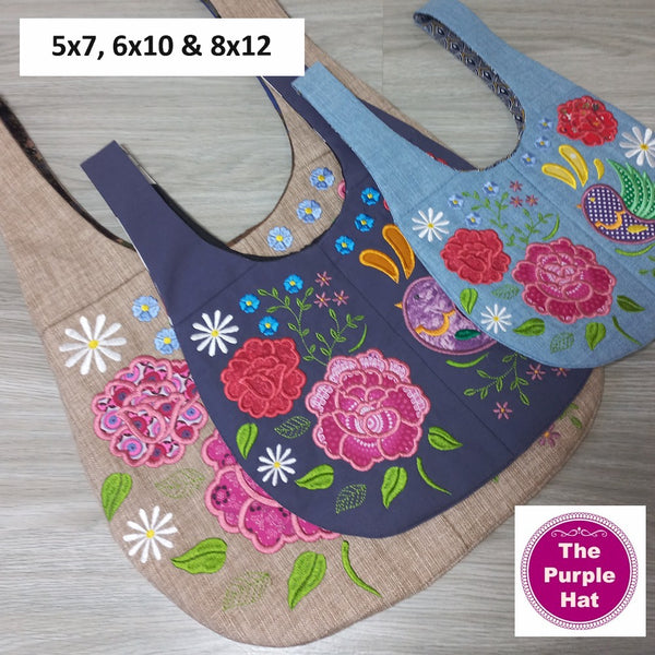 ITH In the Hoop Fantasy Flowers Bag 5x7 6x10 8x12