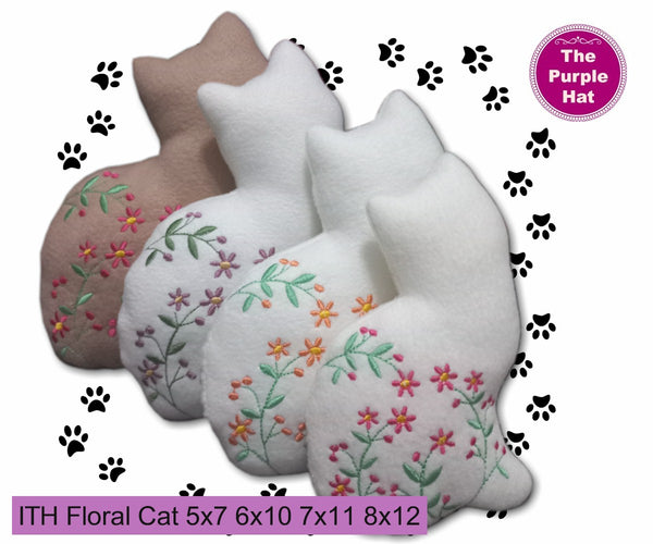 ITH Floral Cat Stuffed Toy 5x7 6x10 7x11 8x12