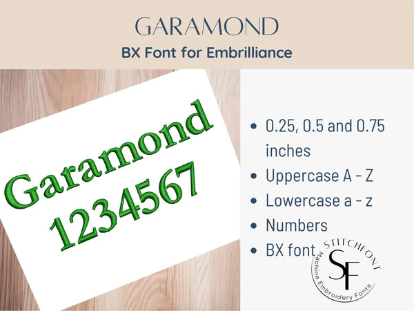 BX Font Alphabet - Garamond Font - 3 sizes