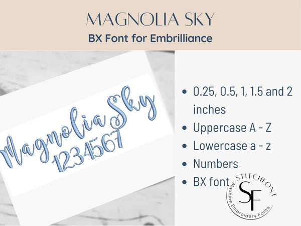 BX Font Alphabet - Magnolia Sky Font - 5 sizes