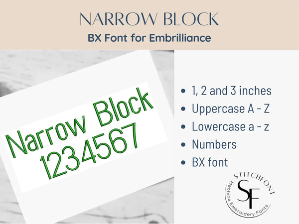 BX Font Alphabet - Narrow Block Font - 3 sizes