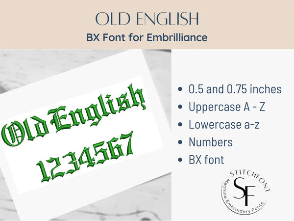 BX Font Alphabet - Old English font - 2 sizes