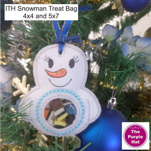 ITH In the Hoop Snowman Treat Bag 4x4 5x7