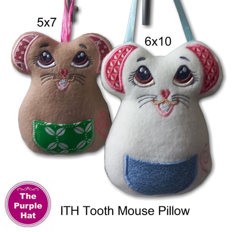 ITH In the Hoop Tooth Mouse Pillow 5x7 & 6x10