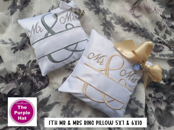 ITH In the Hoop Mr Mrs Monogram Wedding Ring Pillow 5x7 & 6x10