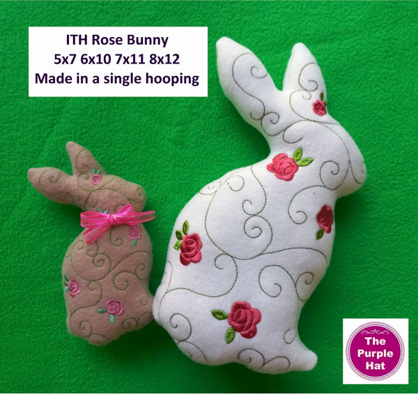 ITH Rose Bunny Stuffed Toy 5x7 6x10 7x11 8x12