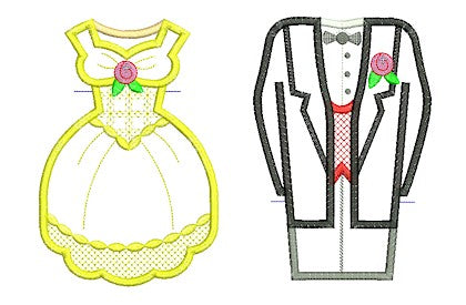 ITH Wedding Bride and Groom Bottle Aprons 5x7