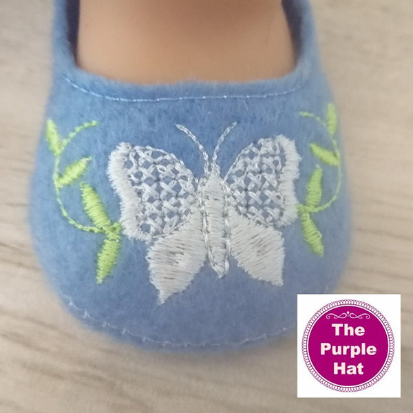 ITH Butterfly shoes or slippers for 18 inch doll 4x4