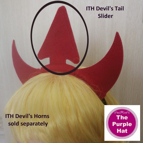 ITH In the Hoop Devil's Tail Halloween Headband Sliders 4x4